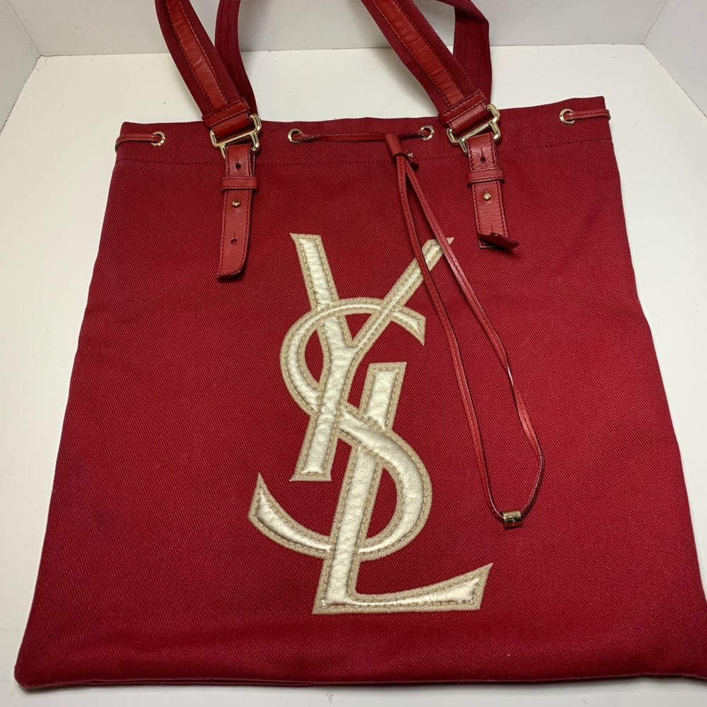 Vintage Yves Saint Laurent Kahala Red Canvas Tote